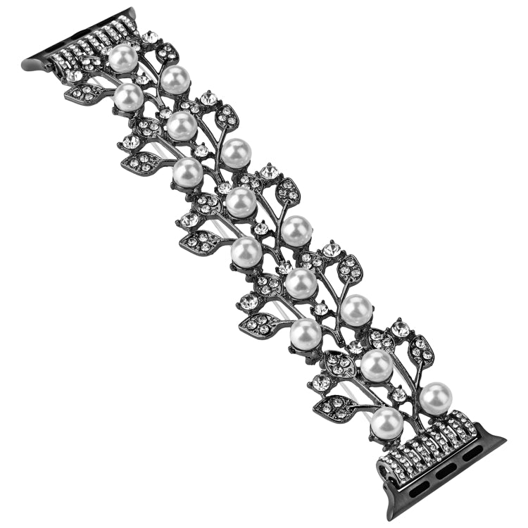 Four-leaf Bead Metal Watch Band For Apple Watch 5 40mm(Black) - Watch Bands by PMC TechLife | Online Shopping South Africa | PMC TechLife