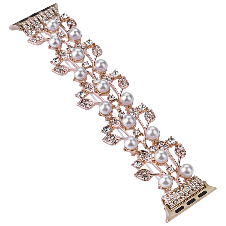 Four-leaf Bead Metal Watch Band For Apple Watch 4 40mm(Rose Gold) - Watch Bands by PMC TechLife | Online Shopping South Africa | PMC TechLife
