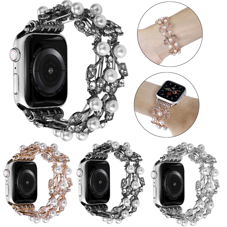 Four-leaf Bead Metal Watch Band For Apple Watch SE 40mm(Silver) - Watch Bands by PMC TechLife | Online Shopping South Africa | PMC TechLife