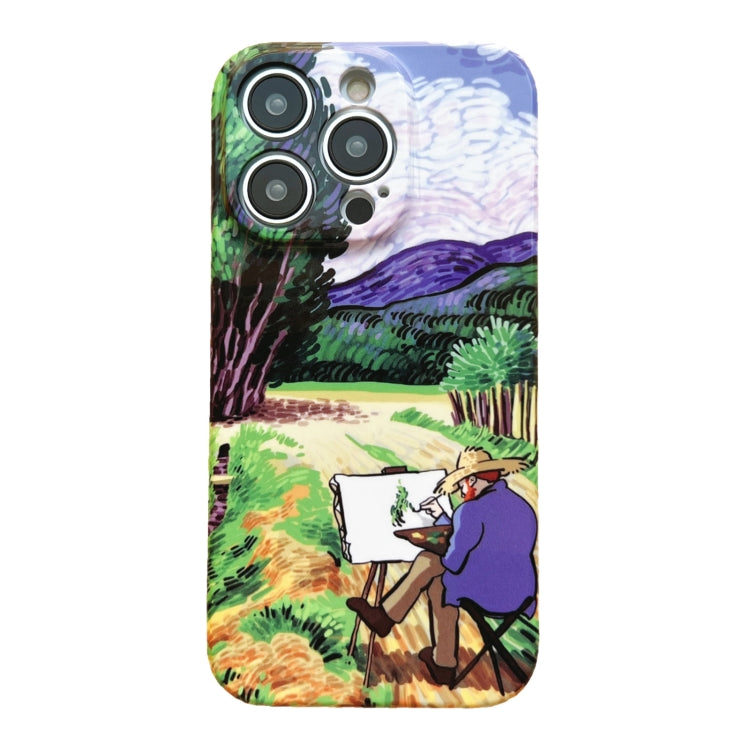For iPhone 12 Pro Precise Hole Oil Painting Pattern PC Phone Case(Painting) - iPhone 12 / 12 Pro Cases by PMC TechLife | Online Shopping South Africa | PMC TechLife