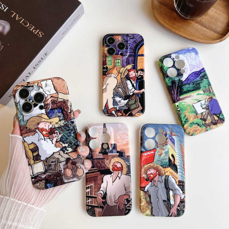 For iPhone 14 Precise Hole Oil Painting Pattern PC Phone Case(Tower) - iPhone 14 Cases by PMC TechLife | Online Shopping South Africa | PMC TechLife