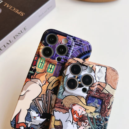 For iPhone 12 Pro Precise Hole Oil Painting Pattern PC Phone Case(Edifice) - iPhone 12 / 12 Pro Cases by PMC Jewellery | Online Shopping South Africa | PMC Jewellery