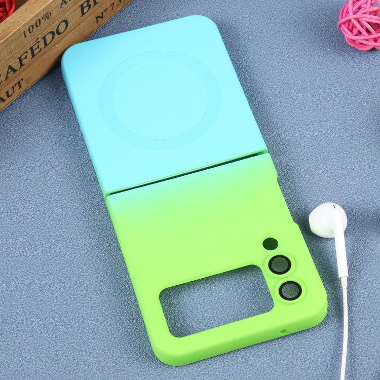 For Samsung Galaxy Z Flip4 Liquid TPU Silicone Gradient MagSafe Phone Case(Cyan Blue) - Galaxy Z Flip4 5G Cases by PMC TechLife | Online Shopping South Africa | PMC TechLife