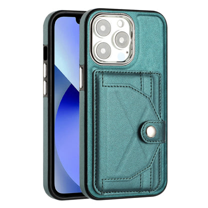 For iPhone 14 Pro Shockproof Leather Phone Case with Card Holder(Green) - iPhone 14 Pro Cases by PMC Jewellery | Online Shopping South Africa | PMC Jewellery