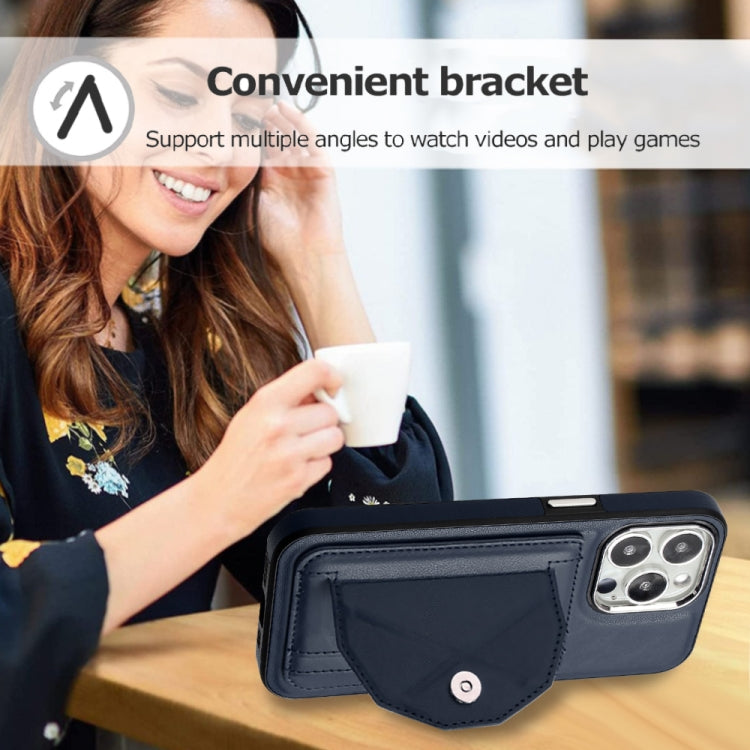 For iPhone 13 Pro Shockproof Leather Phone Case with Card Holder(Blue) - free shipping - PMC TechLife - Order now!
