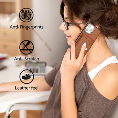 For iPhone 13 Pro Max Shockproof Leather Phone Case with Card Holder(Brown) - iPhone 13 Pro Max Cases by PMC Jewellery | Online Shopping South Africa | PMC Jewellery