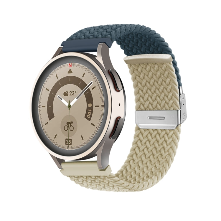 20mm Buckle Braided Nylon Watch Band(Dark Blue Beige) - 20mm Bands by PMC TechLife | Online Shopping South Africa | PMC TechLife