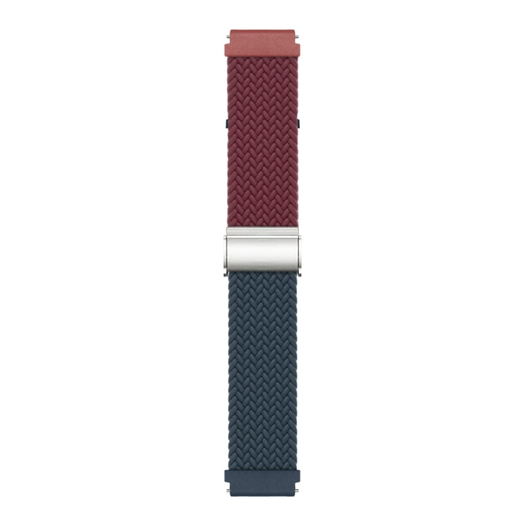 22mm Buckle Braided Nylon Watch Band(Wine Red Blue) - 22mm Bands by PMC Jewellery | Online Shopping South Africa | PMC Jewellery