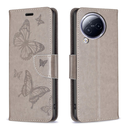 For Xiaomi Civi 3 5G Two Butterflies Embossing Leather Phone Case(Grey) - Xiaomi Cases by PMC Jewellery | Online Shopping South Africa | PMC Jewellery