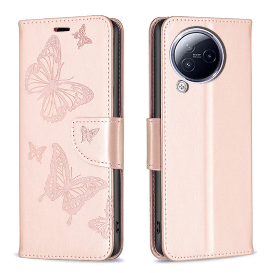 For Xiaomi Civi 3 5G Two Butterflies Embossing Leather Phone Case(Rose Gold) - Xiaomi Cases by PMC Jewellery | Online Shopping South Africa | PMC Jewellery