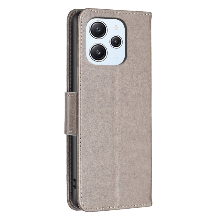 For Xiaomi Redmi 12 4G Two Butterflies Embossing Leather Phone Case(Grey) - Xiaomi Cases by PMC Jewellery | Online Shopping South Africa | PMC Jewellery