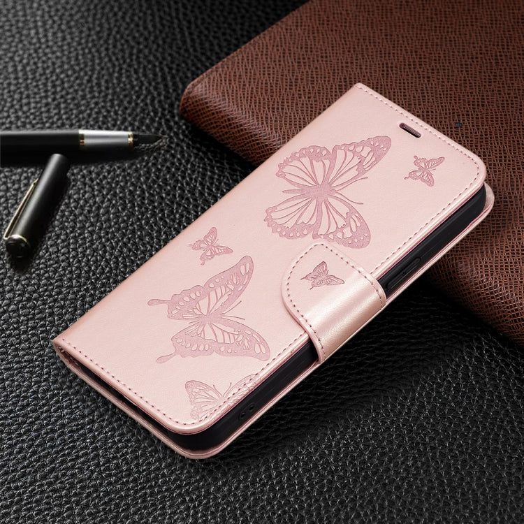 For Xiaomi Redmi 12 4G Two Butterflies Embossing Leather Phone Case(Rose Gold) - Xiaomi Cases by PMC Jewellery | Online Shopping South Africa | PMC Jewellery