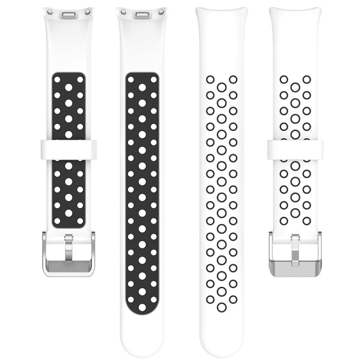 For Xiaomi Mi Band 8 Two-color Steel Plug Silicone Watch Band(White Black) - Watch Bands by PMC Jewellery | Online Shopping South Africa | PMC Jewellery