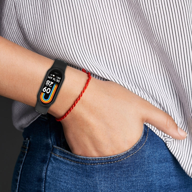 For Xiaomi Mi Band 8 Two-color Steel Plug Silicone Watch Band(Red Black) - Watch Bands by PMC Jewellery | Online Shopping South Africa | PMC Jewellery