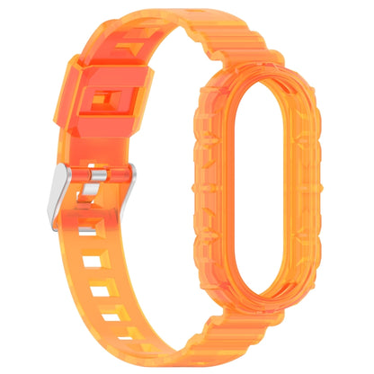 For Xiaomi Mi Band 8 Integrated Transparent Silicone Watch Band(Orange) - Watch Bands by PMC Jewellery | Online Shopping South Africa | PMC Jewellery