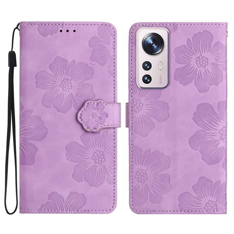 For Xiaomi 12 Pro Flower Embossing Pattern Leather Phone Case(Purple) - 12 Pro Cases by PMC Jewellery | Online Shopping South Africa | PMC Jewellery