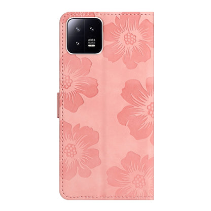 For Xiaomi 13 Flower Embossing Pattern Leather Phone Case(Pink) - 13 Cases by PMC Jewellery | Online Shopping South Africa | PMC Jewellery