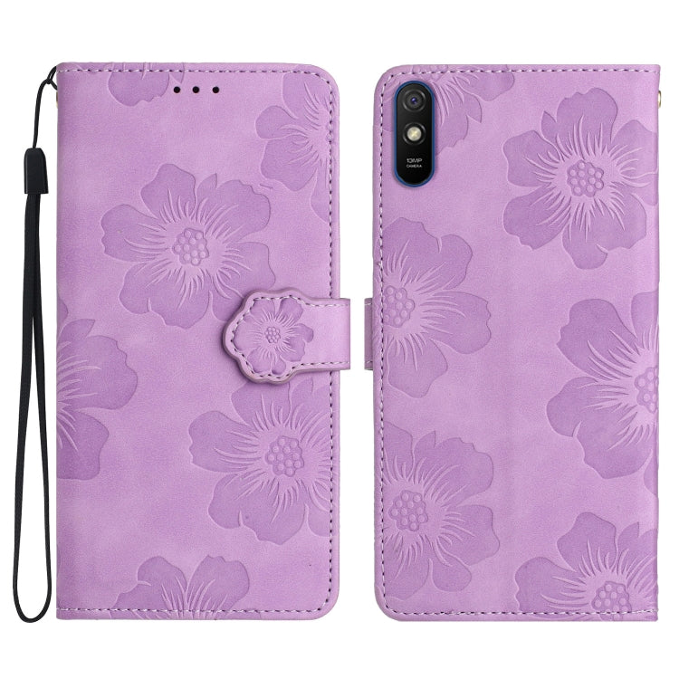 For Xiaomi Redmi 9A Flower Embossing Pattern Leather Phone Case(Purple) - free shipping - PMC TechLife - Order now!