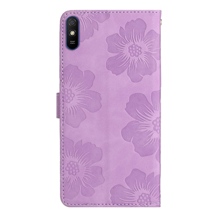 For Xiaomi Redmi 9A Flower Embossing Pattern Leather Phone Case(Purple) - free shipping - PMC TechLife - Order now!
