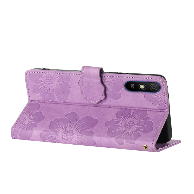 For Xiaomi Redmi 9A Flower Embossing Pattern Leather Phone Case(Purple) - free shipping - PMC TechLife - Order now!