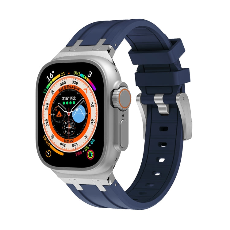 AP Silicone Watch Band For Apple Watch 7 41mm(Silver Blue) - Watch Bands by PMC TechLife | Online Shopping South Africa | PMC TechLife