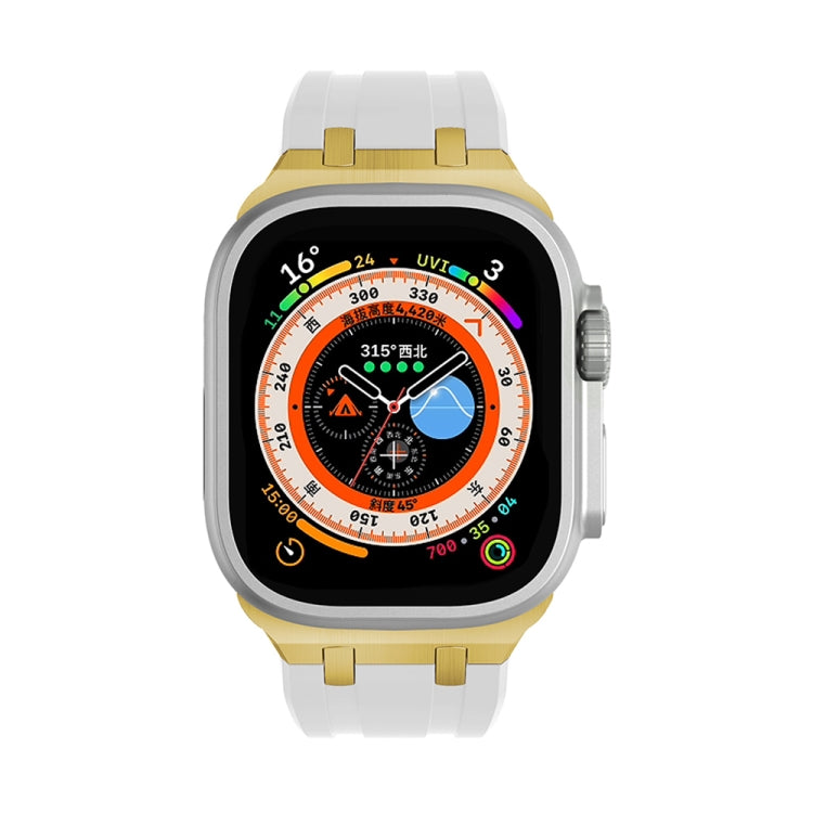 AP Silicone Watch Band For Apple Watch 7 41mm(Gold White) - Watch Bands by PMC TechLife | Online Shopping South Africa | PMC TechLife