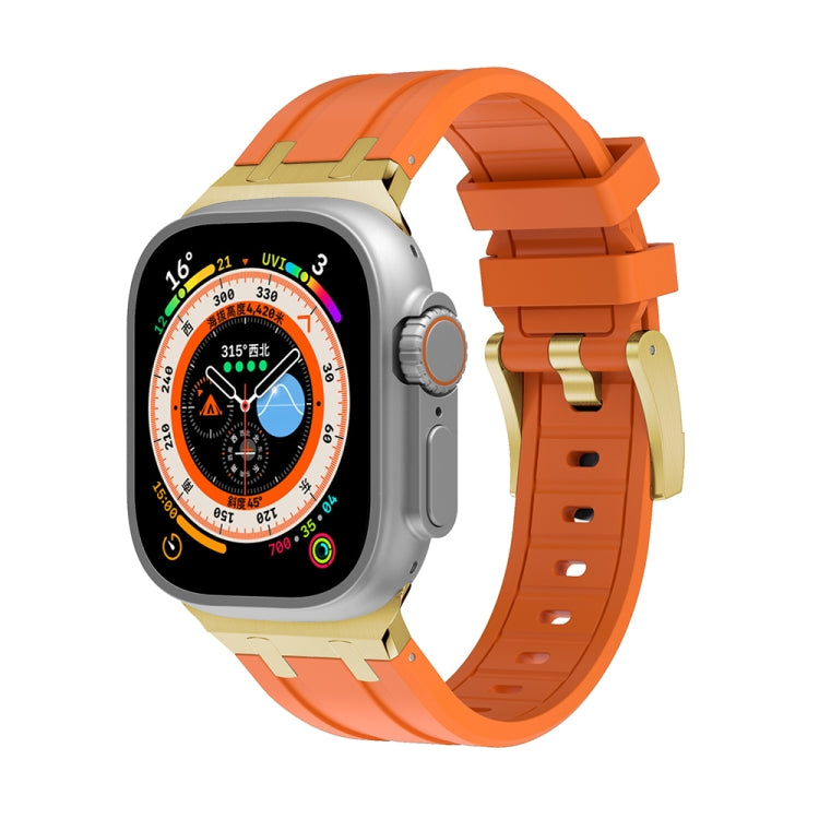 AP Silicone Watch Band For Apple Watch 7 45mm(Gold Orange) - Watch Bands by PMC TechLife | Online Shopping South Africa | PMC TechLife