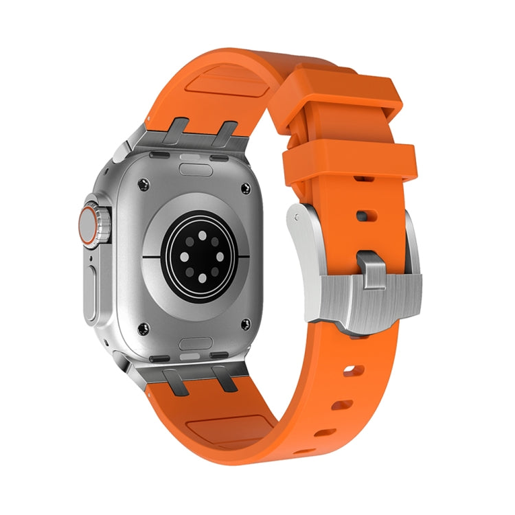 AP Silicone Watch Band For Apple Watch 7 45mm(Silver Orange) - Watch Bands by PMC TechLife | Online Shopping South Africa | PMC TechLife
