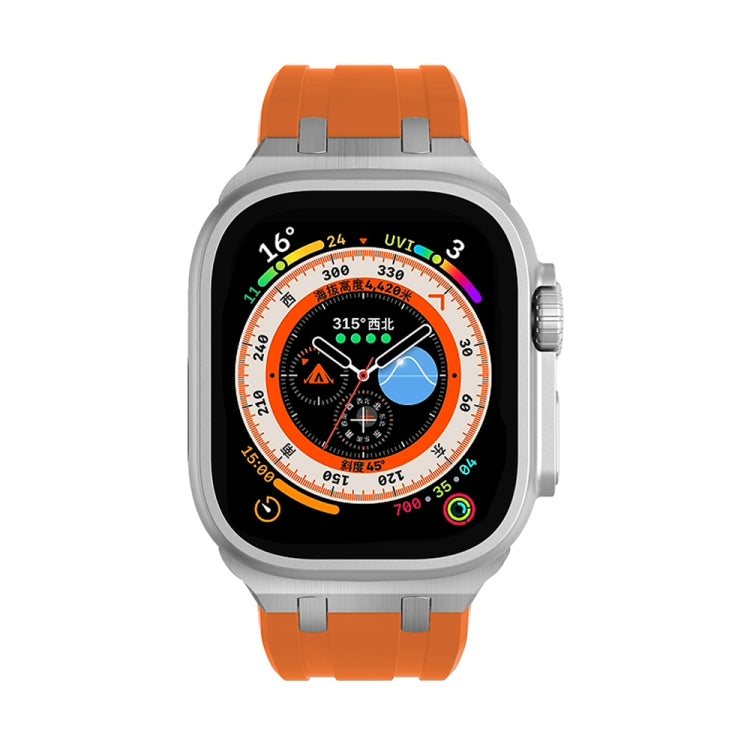 AP Silicone Watch Band For Apple Watch SE 44mm(Silver Orange) - Watch Bands by PMC TechLife | Online Shopping South Africa | PMC TechLife