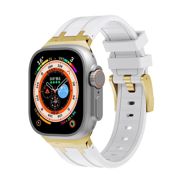 AP Silicone Watch Band For Apple Watch 5 40mm(Gold White) - Watch Bands by PMC TechLife | Online Shopping South Africa | PMC TechLife