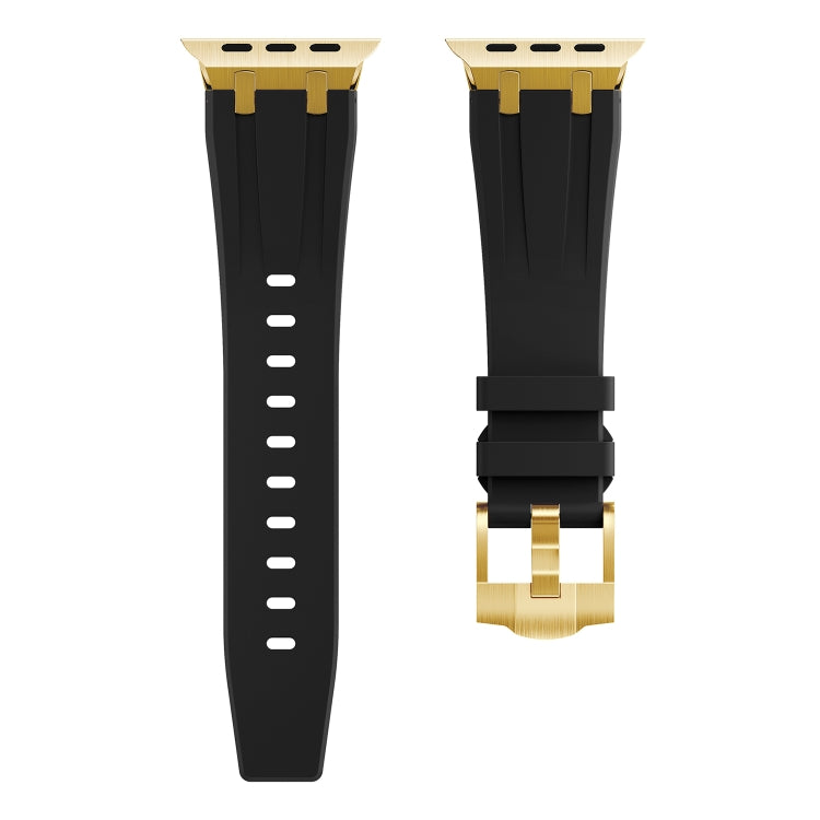 AP Silicone Watch Band For Apple Watch 5 44mm(Gold Black) - Watch Bands by PMC TechLife | Online Shopping South Africa | PMC TechLife