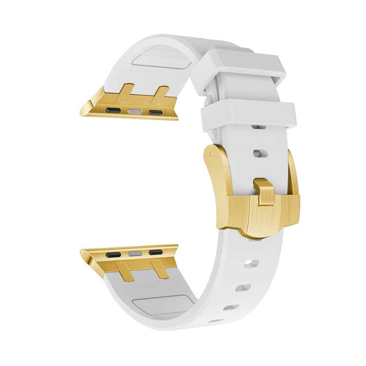 AP Silicone Watch Band For Apple Watch 3 38mm(Gold White) - Watch Bands by PMC TechLife | Online Shopping South Africa | PMC TechLife