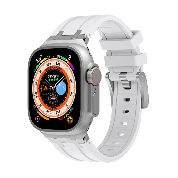 AP Silicone Watch Band For Apple Watch 3 38mm(Silver White) - Watch Bands by PMC TechLife | Online Shopping South Africa | PMC TechLife