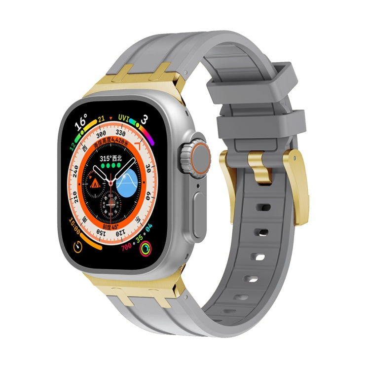 AP Silicone Watch Band For Apple Watch 3 42mm(Gold Grey) - Watch Bands by PMC TechLife | Online Shopping South Africa | PMC TechLife