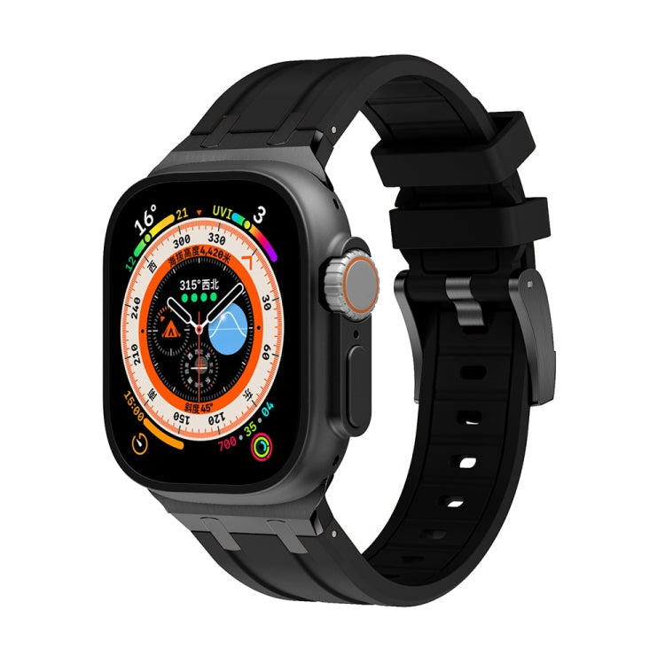 AP Silicone Watch Band For Apple Watch 9 45mm(Black Black) - Watch Bands by PMC TechLife | Online Shopping South Africa | PMC TechLife