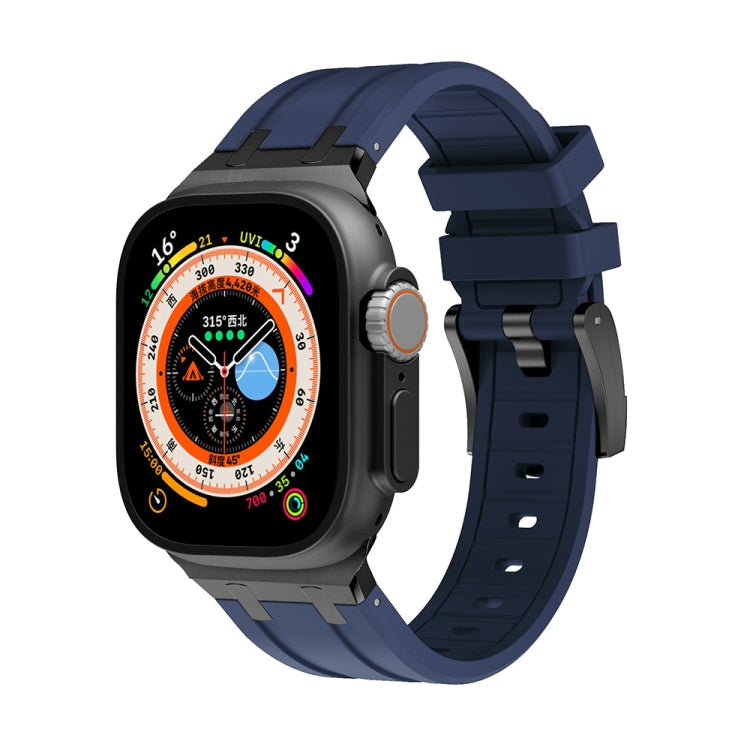AP Silicone Watch Band For Apple Watch 9 45mm(Black Blue) - Watch Bands by PMC TechLife | Online Shopping South Africa | PMC TechLife