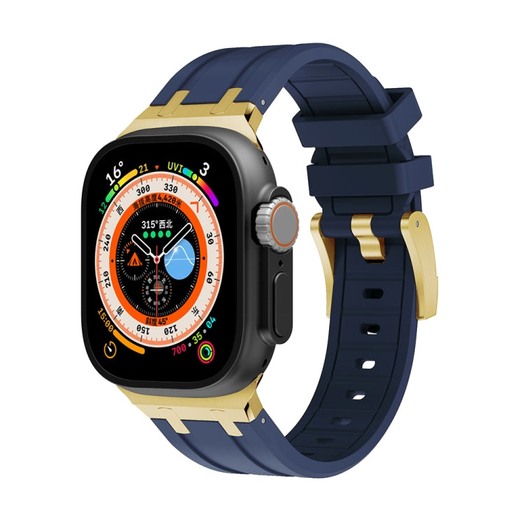AP Silicone Watch Band For Apple Watch 9 45mm(Gold Blue) - Watch Bands by PMC TechLife | Online Shopping South Africa | PMC TechLife