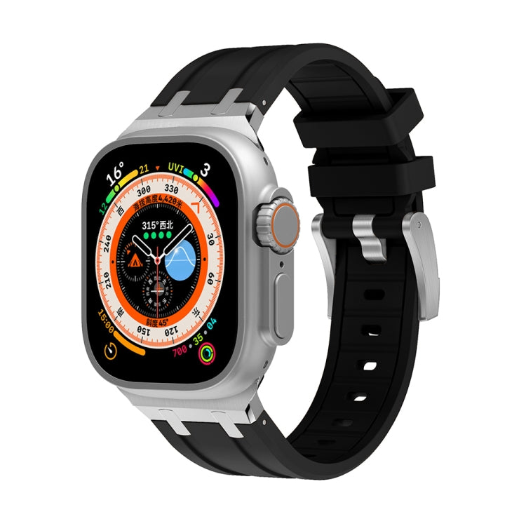 AP Silicone Watch Band For Apple Watch 9 41mm(Silver Black) - Watch Bands by PMC TechLife | Online Shopping South Africa | PMC TechLife