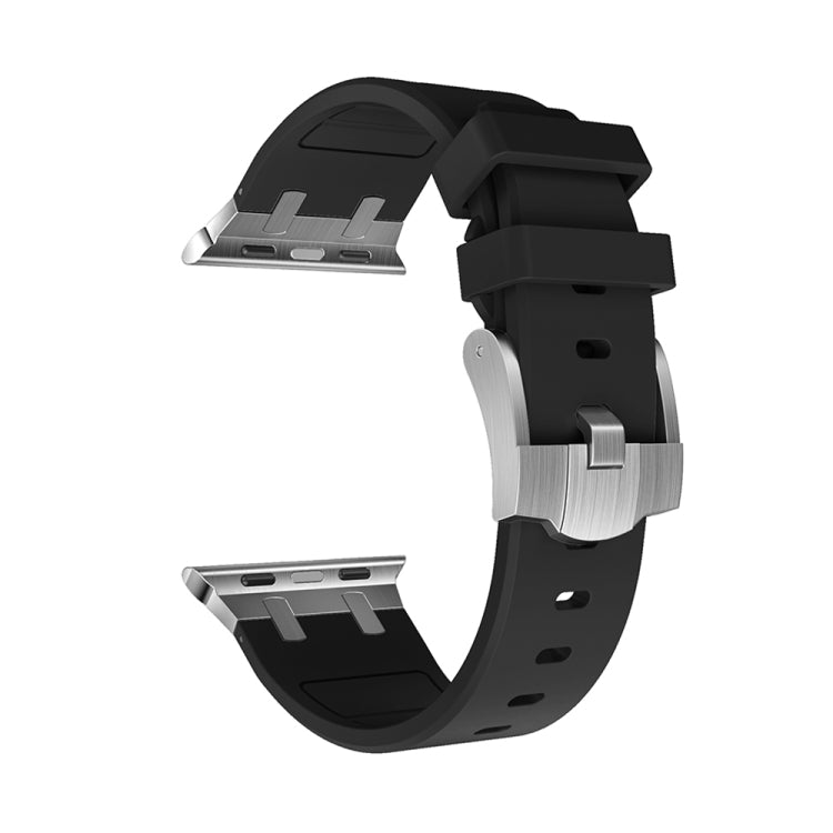 AP Silicone Watch Band For Apple Watch 9 41mm(Silver Black) - Watch Bands by PMC TechLife | Online Shopping South Africa | PMC TechLife