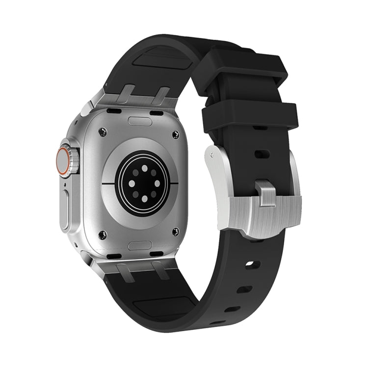 AP Silicone Watch Band For Apple Watch 9 41mm(Silver Black) - Watch Bands by PMC TechLife | Online Shopping South Africa | PMC TechLife