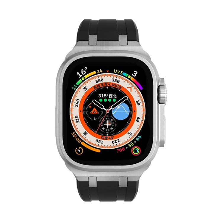AP Silicone Watch Band For Apple Watch 9 41mm(Silver Black) - Watch Bands by PMC TechLife | Online Shopping South Africa | PMC TechLife