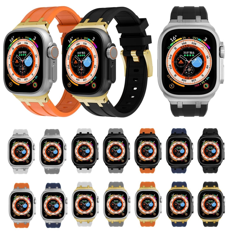 AP Silicone Watch Band For Apple Watch 38mm(Gold Blue) - Watch Bands by PMC TechLife | Online Shopping South Africa | PMC TechLife