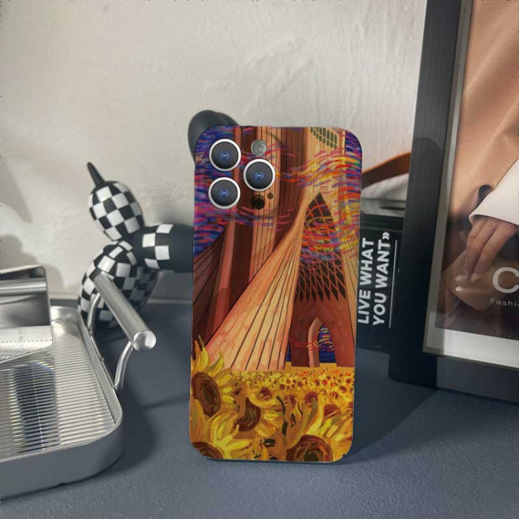 For iPhone 14 Plus Precise Hole Oil Painting Pattern PC Phone Case(Architectural Painting) - iPhone 14 Plus Cases by PMC Jewellery | Online Shopping South Africa | PMC Jewellery