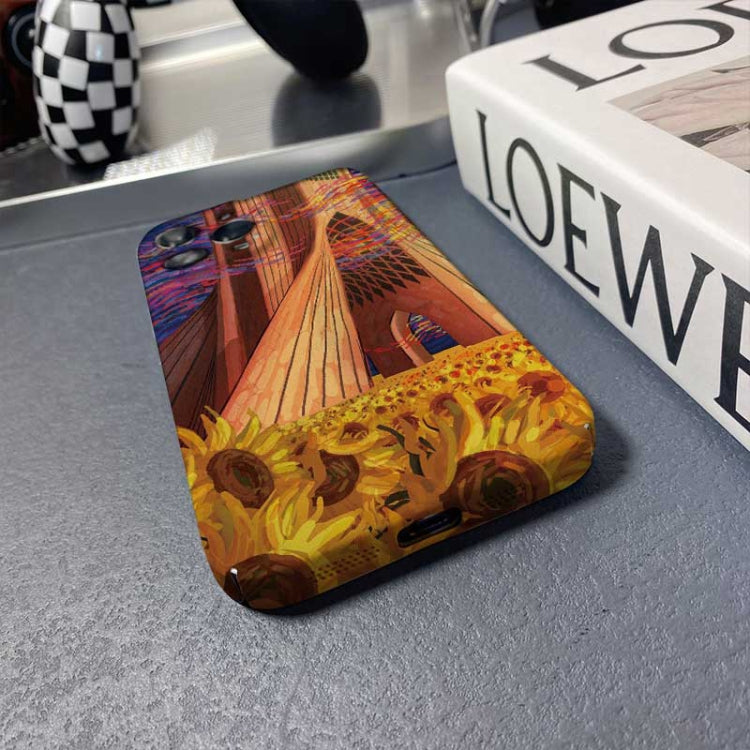 For iPhone 14 Plus Precise Hole Oil Painting Pattern PC Phone Case(Architectural Painting) - iPhone 14 Plus Cases by PMC TechLife | Online Shopping South Africa | PMC TechLife