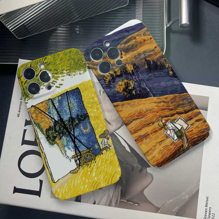 For iPhone 14 Pro Precise Hole Oil Painting Pattern PC Phone Case(Evening Breeze) - iPhone 14 Pro Cases by PMC Jewellery | Online Shopping South Africa | PMC Jewellery