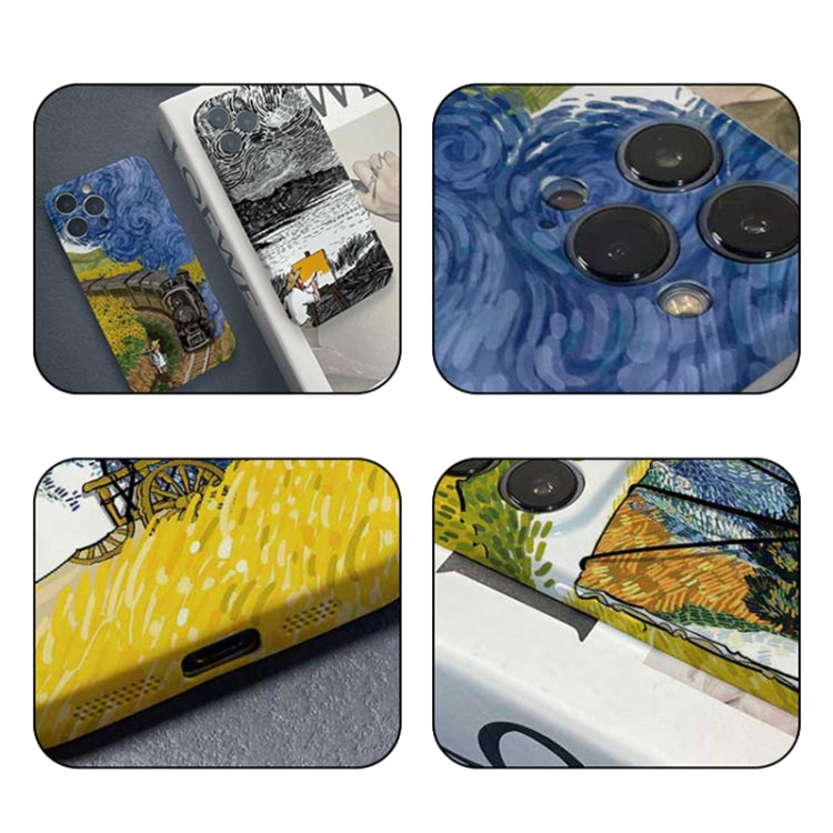 For iPhone 13 Precise Hole Oil Painting Pattern PC Phone Case(Train) - iPhone 13 Cases by PMC Jewellery | Online Shopping South Africa | PMC Jewellery