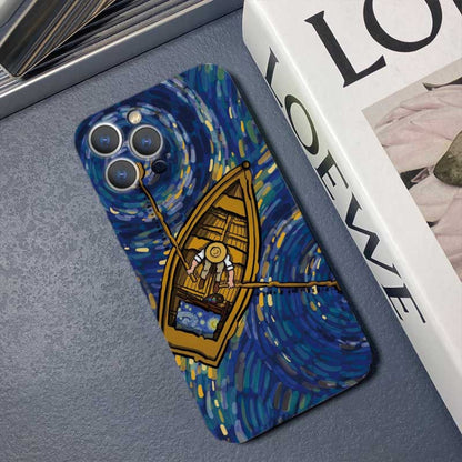 For iPhone 13 Pro Precise Hole Oil Painting Pattern PC Phone Case(Boating) - iPhone 13 Pro Cases by PMC Jewellery | Online Shopping South Africa | PMC Jewellery