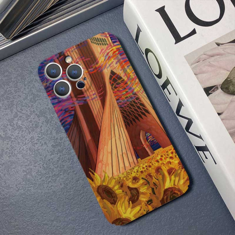 For iPhone 12 Precise Hole Oil Painting Pattern PC Phone Case(Architectural Painting) - iPhone 12 / 12 Pro Cases by PMC TechLife | Online Shopping South Africa | PMC TechLife