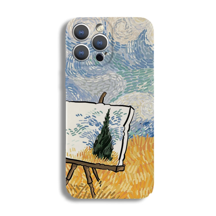 For iPhone 12 Pro Precise Hole Oil Painting Pattern PC Phone Case(Landscape Painting) - iPhone 12 / 12 Pro Cases by PMC TechLife | Online Shopping South Africa | PMC TechLife