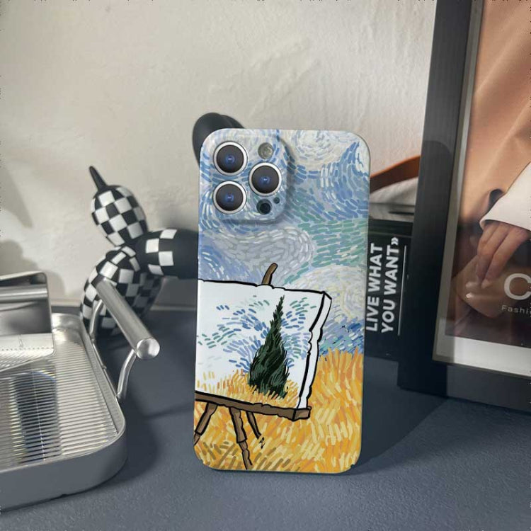 For iPhone 12 Pro Precise Hole Oil Painting Pattern PC Phone Case(Landscape Painting) - iPhone 12 / 12 Pro Cases by PMC TechLife | Online Shopping South Africa | PMC TechLife